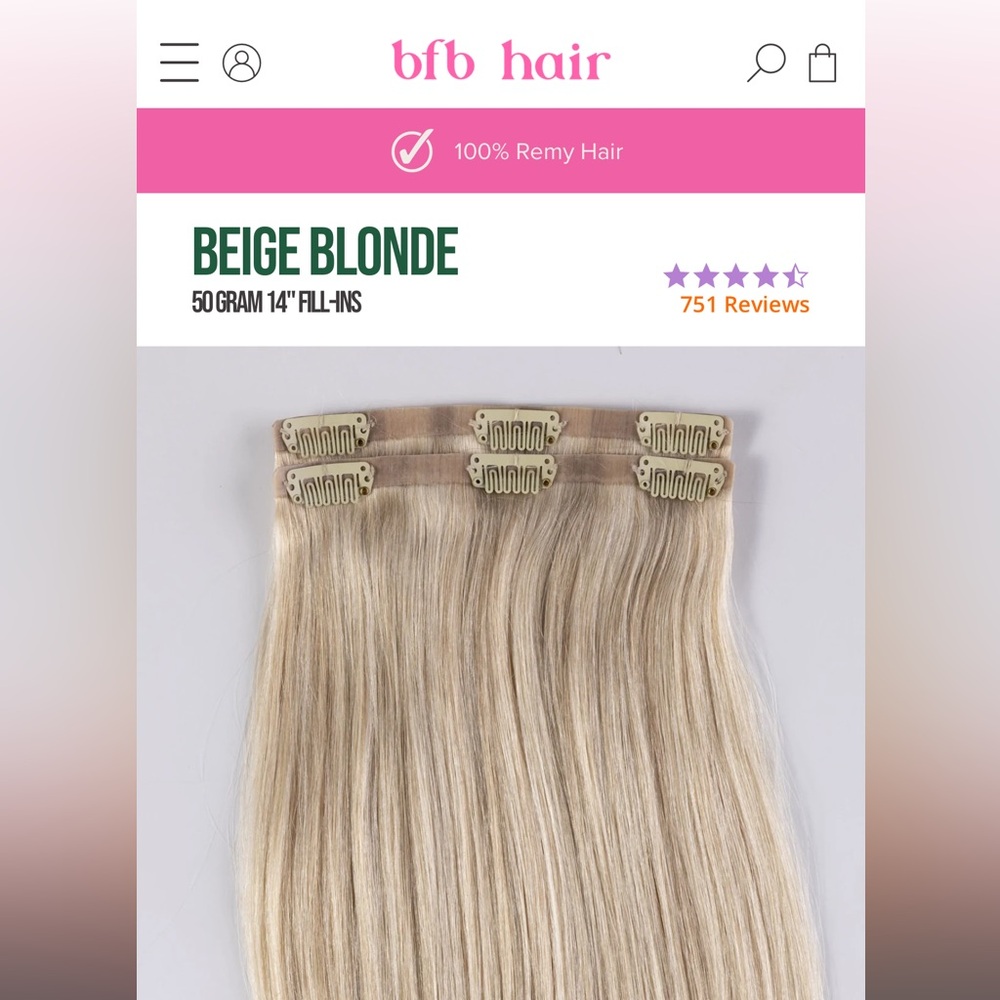 BFB (barefoot blonde) 50 gram-14 inch fill in hair extensions.